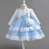 Puffy Dress for Girls Jacquard Pattern Tulle Patchwork Children Clothing 3D Appliques Casual Birthday Dresses Boutique Mélange Parfait