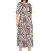 Island Clothing 2023 Short Sleeve Monstera Leaf Evening Dresses Polynesian Tribal Hawaiian Print Custom Samoan Dress Women Boutique Mélange Parfait