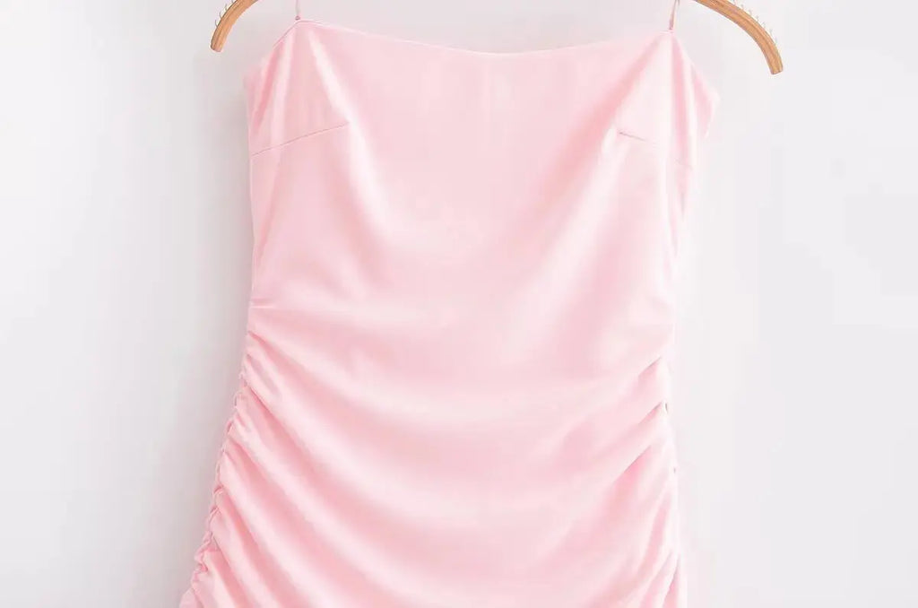 KAR&OT ZA 2025 Spring Women's New Arrivals Pleated Decorated Tube Top Sleeveless Long Slim Midi Dress 2421262 Boutique Mélange Parfait