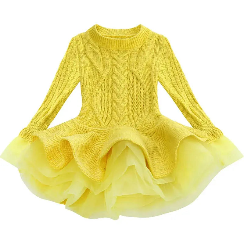 Kids Spring Autumn Elegant Girl Dresses for Birthday Party Children Clothing Girls Sweater Long Sleeve Tutu Dress New Boutique Mélange Parfait