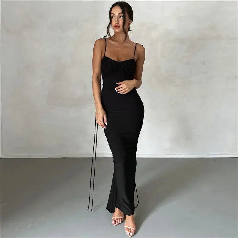 Autotest Fashion Woman's Cotton-Chiffon Dress Sexy Backless Slim-Fit Hip-Hugging Wedding Dress with Temperament Club Occasions Boutique Mélange Parfait