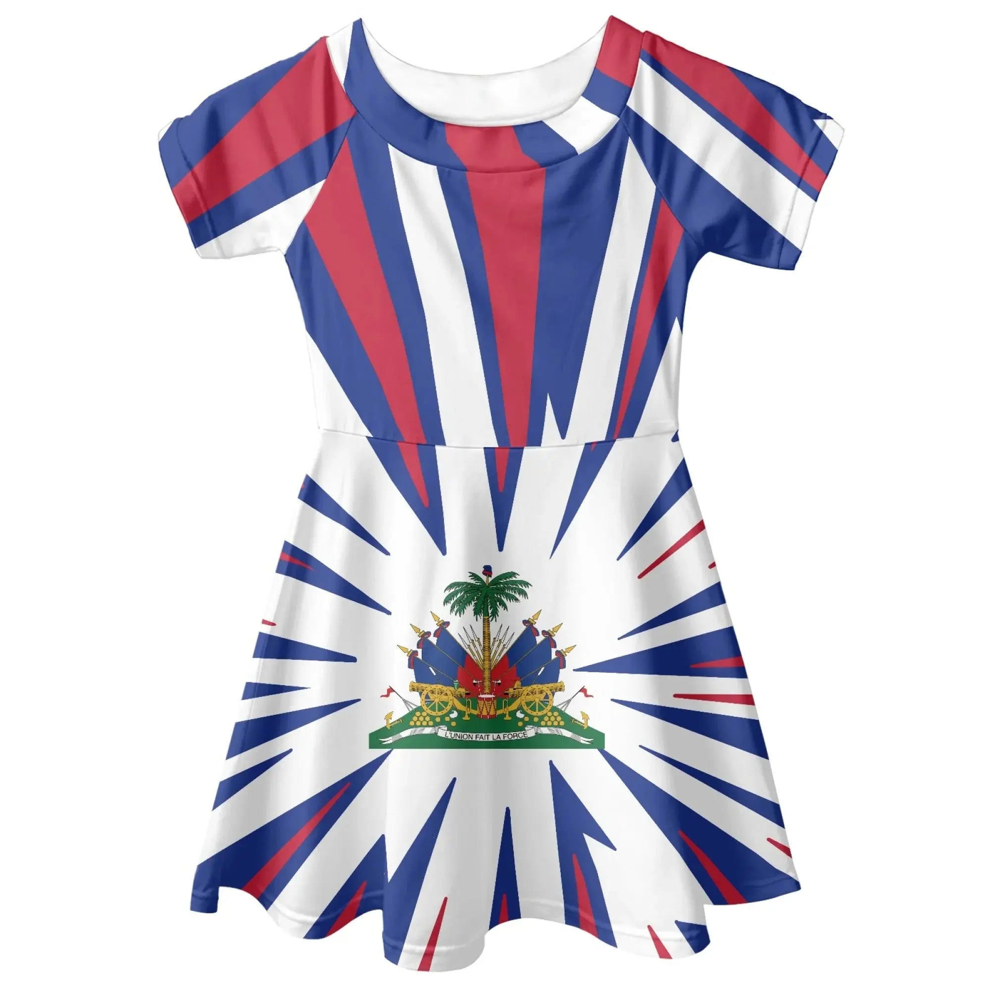 Promotional Custom Wholesale Breathable Luxury Haitian Dress Haiti Flag Kids Dresses for Girls Dresses 2-12 Children Clothing Boutique Mélange Parfait