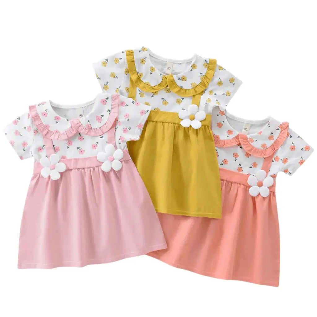 Summer Cute Children Clothing Baby Toddler Cartoon Dresses Girls New Hundred With Half-Sleeved Dress Sub False Two Pieces 835 Boutique Mélange Parfait