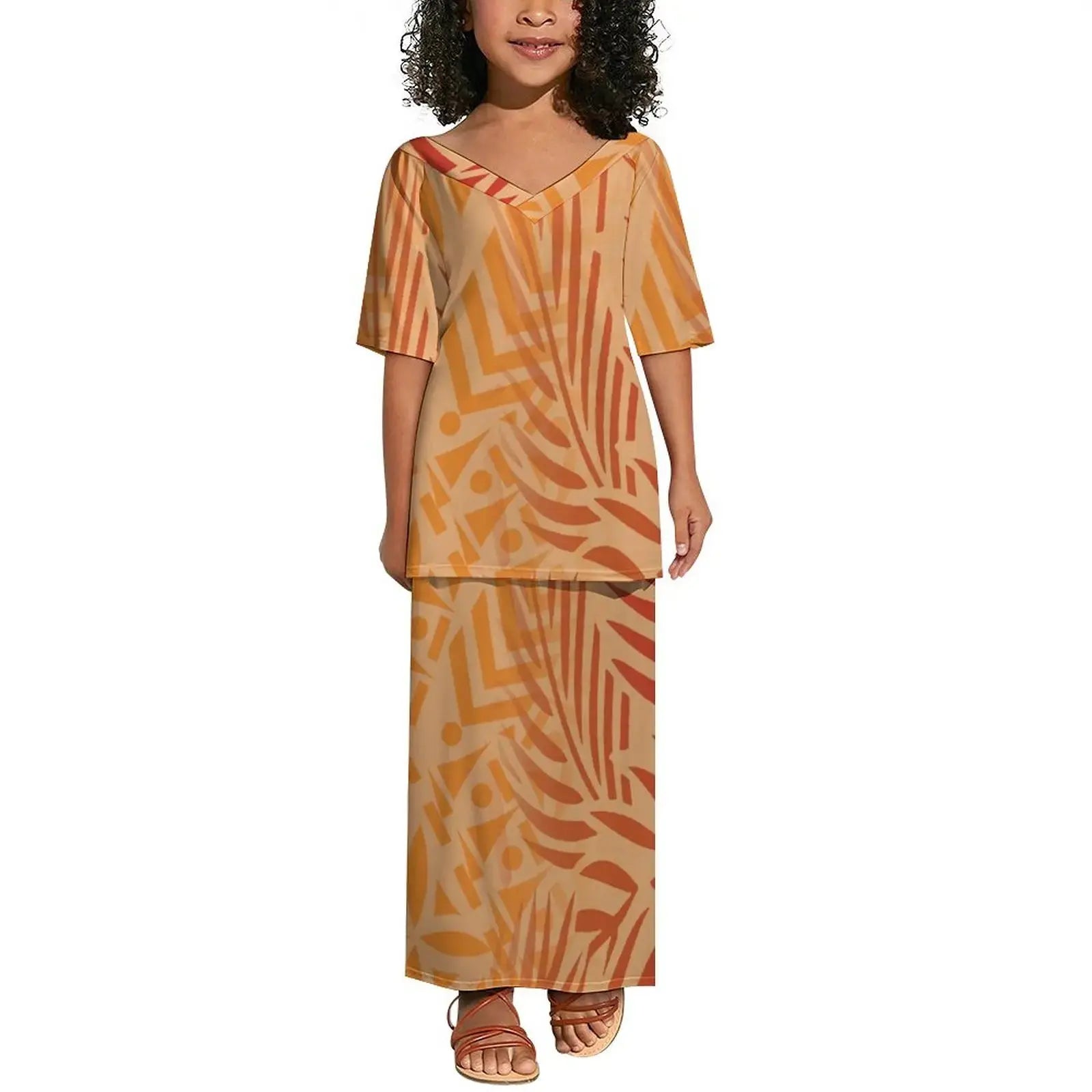 Wholesale Custom Baby Toddler Girls Dresses Polynesian Tribal Children Clothing Dresses Hawaii Puletasi Dress for Kids Girl Boutique Mélange Parfait