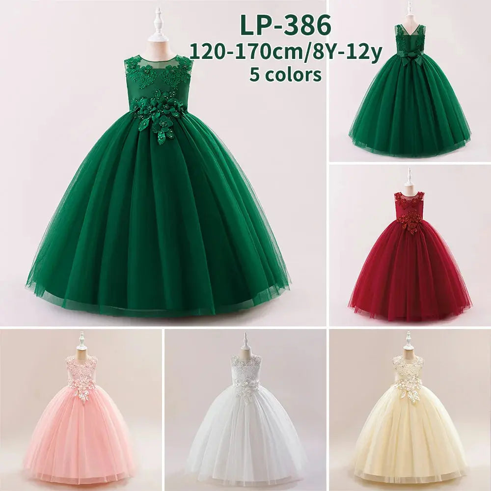 YOKIDS New Children Clothing Baby Girl Puffy Gauze Dresses Birthday Elegant Princess Prom Dress for Kids Sequin Ball Gown LP-386 Boutique Mélange Parfait