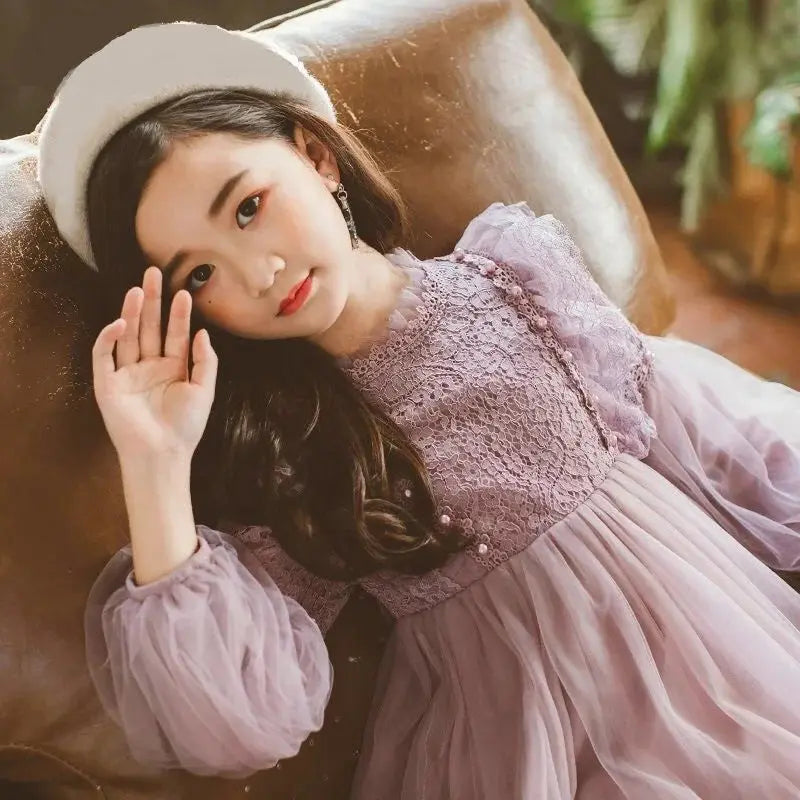 Big Girls Dress Summer Princess Party Lace Embroidery White Dress for Teens Girl 4 6 8 10 11 12 Years Children Clothing Teens Boutique Mélange Parfait