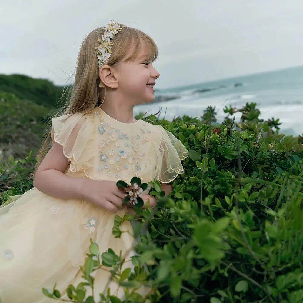 DB2250967 DAVE BELLA Summer New Girls 2-12 Children Clothing Fashion Embroidered Floral Latest Children's Princess Dress Designs Boutique Mélange Parfait