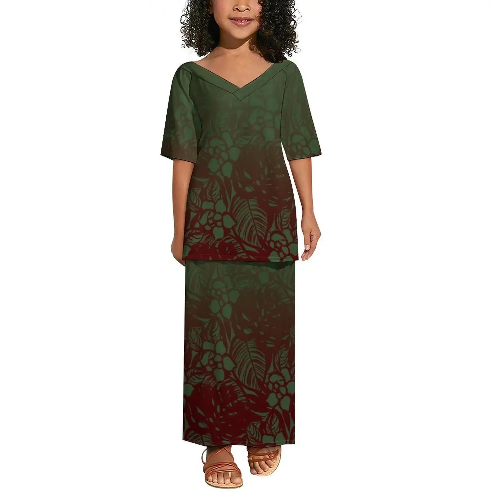 Wholesale Custom Baby Toddler Girls Dresses Polynesian Tribal Children Clothing Dresses Hawaii Puletasi Dress for Kids Girl Boutique Mélange Parfait
