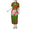 Mandarin Collar Short Sleeve Toddler Kids Dress Custom Hibiscus Flower Polynesian Tribal Printed Girls Dress Children Clothing Boutique Mélange Parfait