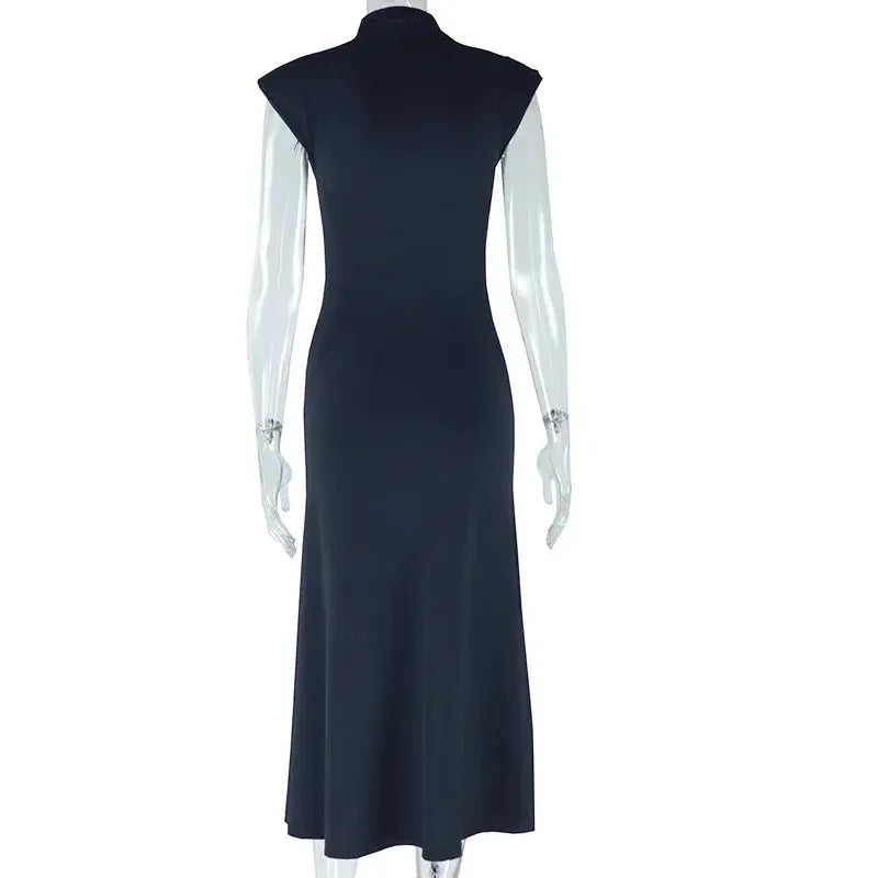 Latest Desgin Dress Women Sexy Elegant Party Club Dress Solid Color Sleeveless Backless Tight Split Dress Boutique Mélange Parfait