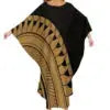 Autumn Fashion Ladies Bat Sleeve Dress Custom Hawaii Polynesian Tribal Design Oversized Poncho Beach Dress Island Casual Dresses Boutique Mélange Parfait