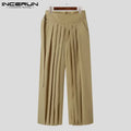 INCERUN-Pantalon Plissé Solide pour Homme, Poches à Lacets, Jambes Larges, FjMen Streetwear, Mode Décontractée, Pantalon S-5XL, 2024 Boutique Mélange Parfait