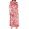 Island Clothing 2023 Short Sleeve Monstera Leaf Evening Dresses Polynesian Tribal Hawaiian Print Custom Samoan Dress Women Boutique Mélange Parfait