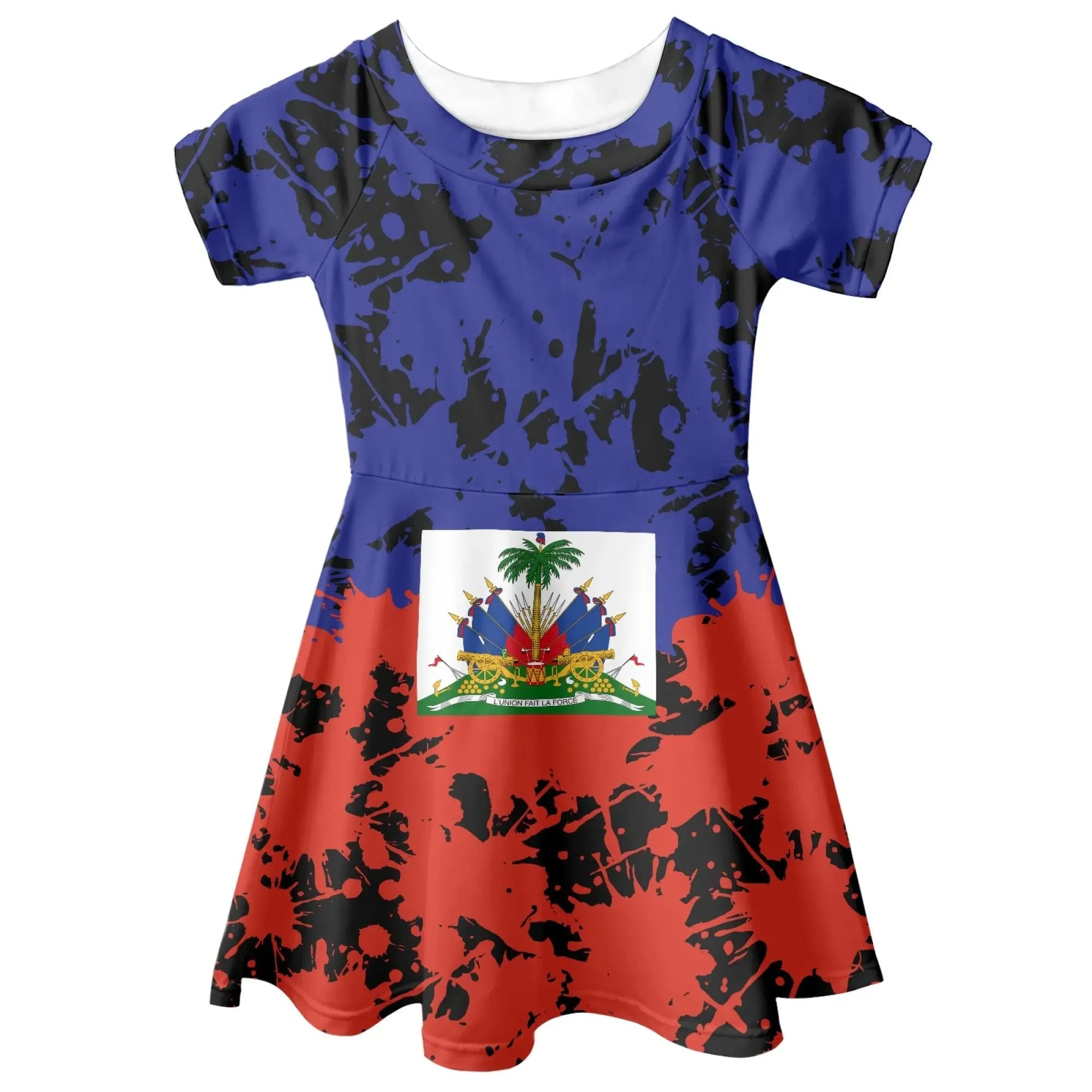 Promotional Custom Wholesale Breathable Luxury Haitian Dress Haiti Flag Kids Dresses for Girls Dresses 2-12 Children Clothing Boutique Mélange Parfait