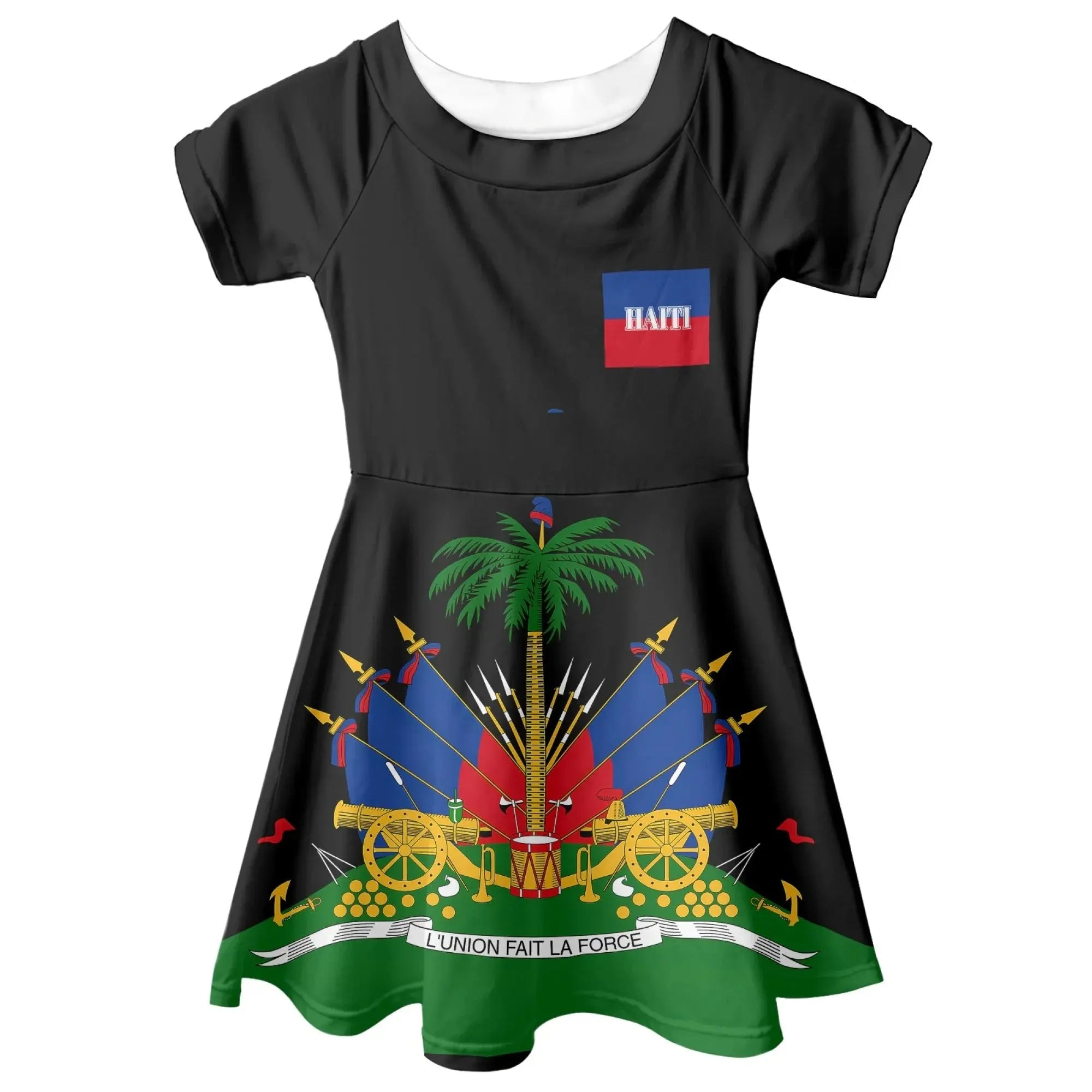 Promotional Custom Wholesale Breathable Luxury Haitian Dress Haiti Flag Kids Dresses for Girls Dresses 2-12 Children Clothing Boutique Mélange Parfait