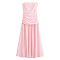 KAR&OT ZA 2025 Spring Women's New Arrivals Pleated Decorated Tube Top Sleeveless Long Slim Midi Dress 2421262 Boutique Mélange Parfait