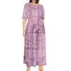 Island Clothing 2023 Short Sleeve Monstera Leaf Evening Dresses Polynesian Tribal Hawaiian Print Custom Samoan Dress Women Boutique Mélange Parfait