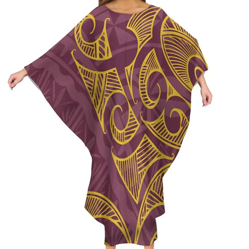 Autumn Fashion Ladies Bat Sleeve Dress Custom Hawaii Polynesian Tribal Design Oversized Poncho Beach Dress Island Casual Dresses Boutique Mélange Parfait