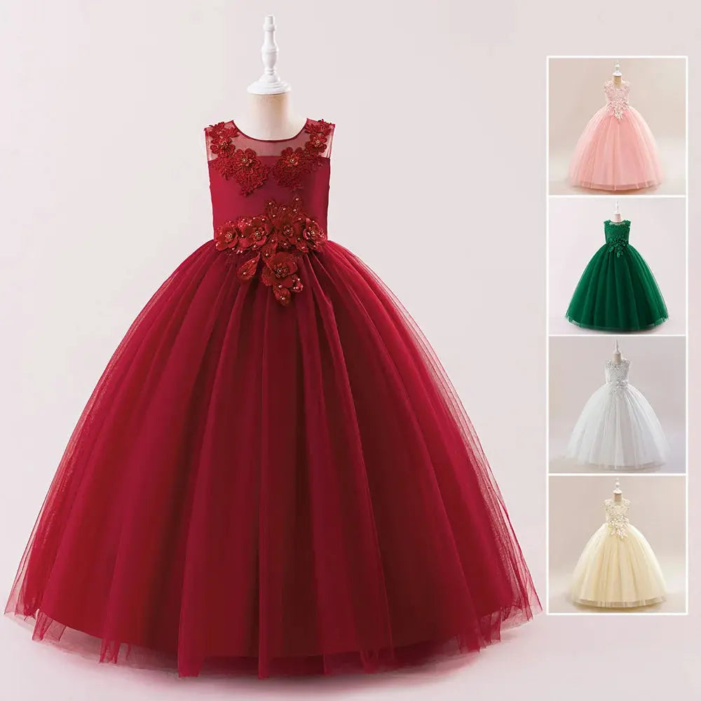 YOKIDS New Children Clothing Baby Girl Puffy Gauze Dresses Birthday Elegant Princess Prom Dress for Kids Sequin Ball Gown LP-386 Boutique Mélange Parfait