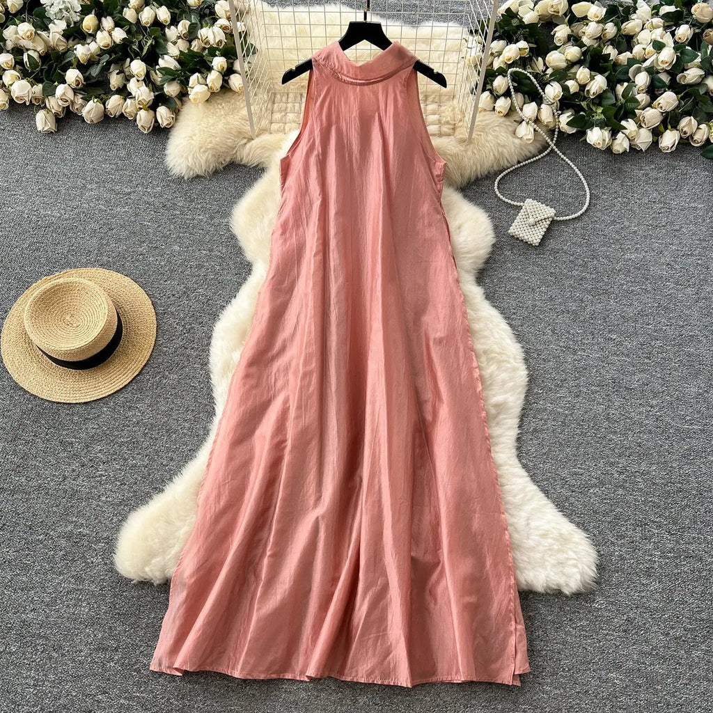 2025 Summer Elegant Halter Slim Bandage Casual Midi Dress For Women Sleeveless Empire Shift Lace Dress Boutique Mélange Parfait
