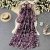 Long Sleeve O-Neck Print A-Line Dress Autumn Simple Chiffon High Waist Maxi Dress Ladies Casual Dress Clothes Women Wholesale Boutique Mélange Parfait