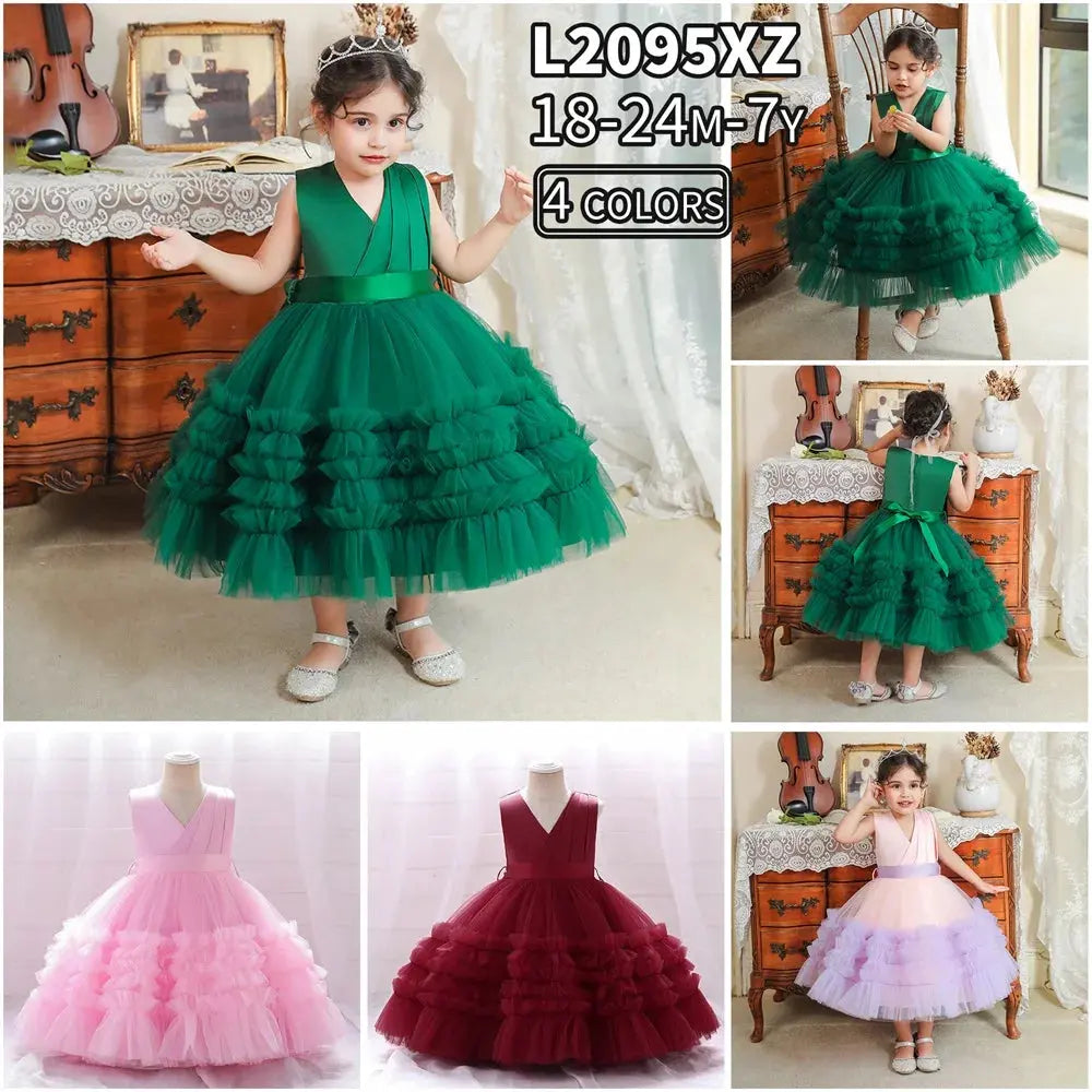 MQATZ Party Dresses Girls Christmas Dress Kids Frocks Flower Girl Dresses Children Clothing With Sleeveless Boutique Mélange Parfait