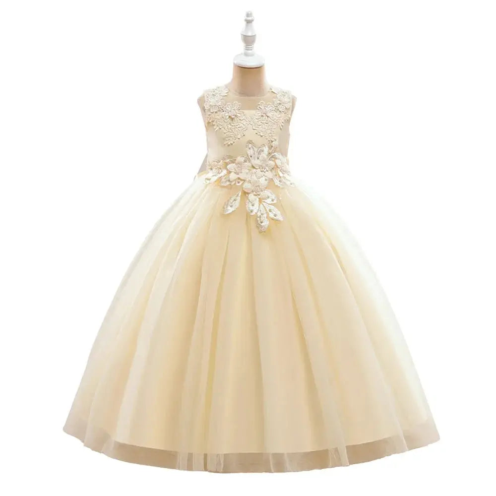 YOKIDS New Children Clothing Baby Girl Puffy Gauze Dresses Birthday Elegant Princess Prom Dress for Kids Sequin Ball Gown LP-386 Boutique Mélange Parfait