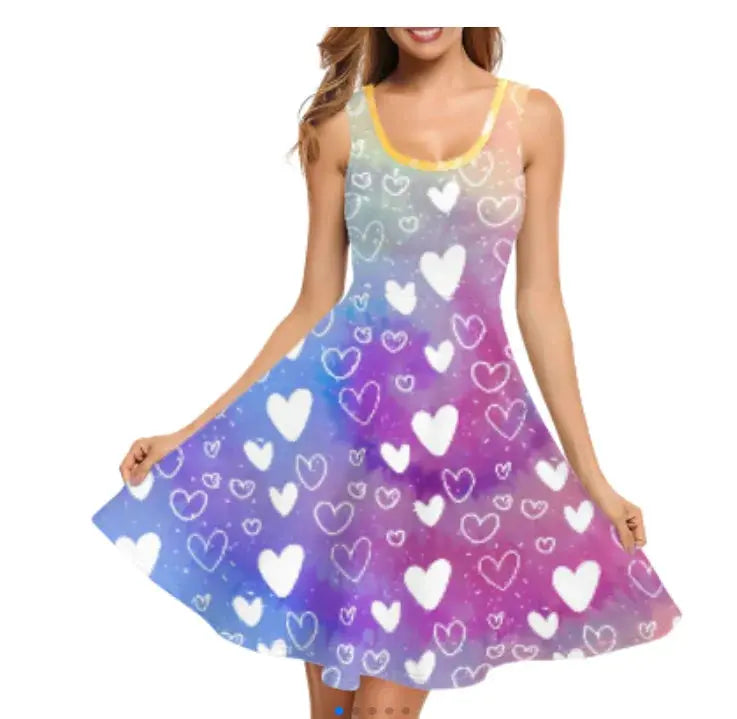 Print on Demand Wholesale Custom Blue Polynesian Pattern Women's Summer Spaghetti Strap Casual Swing Tank Beach Cover up Dress Boutique Mélange Parfait