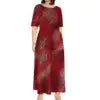 Island Clothing 2023 Short Sleeve Monstera Leaf Evening Dresses Polynesian Tribal Hawaiian Print Custom Samoan Dress Women Boutique Mélange Parfait