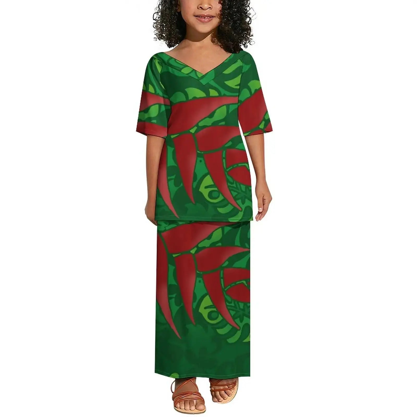 Wholesale Custom Baby Toddler Girls Dresses Polynesian Tribal Children Clothing Dresses Hawaii Puletasi Dress for Kids Girl Boutique Mélange Parfait