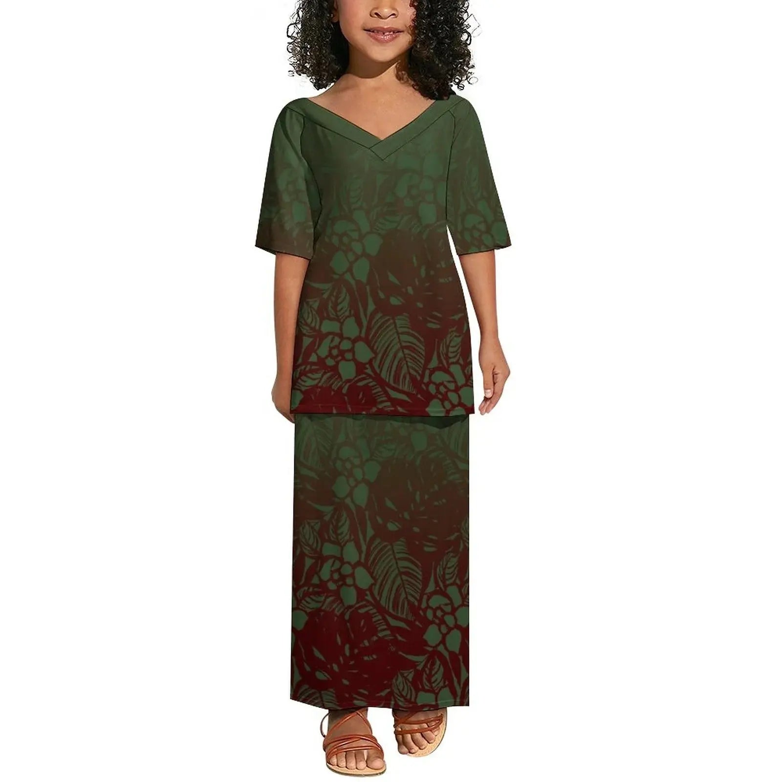 Wholesale Custom Baby Toddler Girls Dresses Polynesian Tribal Children Clothing Dresses Hawaii Puletasi Dress for Kids Girl Boutique Mélange Parfait