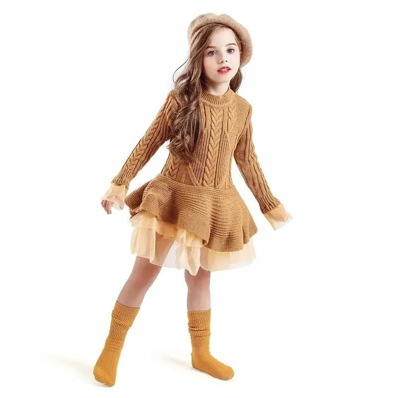 Kids Spring Autumn Elegant Girl Dresses for Birthday Party Children Clothing Girls Sweater Long Sleeve Tutu Dress New Boutique Mélange Parfait