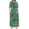 Island Clothing 2023 Short Sleeve Monstera Leaf Evening Dresses Polynesian Tribal Hawaiian Print Custom Samoan Dress Women Boutique Mélange Parfait
