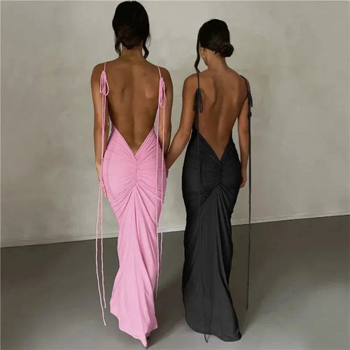 Autotest Fashion Woman's Cotton-Chiffon Dress Sexy Backless Slim-Fit Hip-Hugging Wedding Dress with Temperament Club Occasions Boutique Mélange Parfait