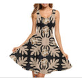Print on Demand Wholesale Custom Blue Polynesian Pattern Women's Summer Spaghetti Strap Casual Swing Tank Beach Cover up Dress Boutique Mélange Parfait