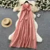 2025 Summer Elegant Halter Slim Bandage Casual Midi Dress For Women Sleeveless Empire Shift Lace Dress Boutique Mélange Parfait