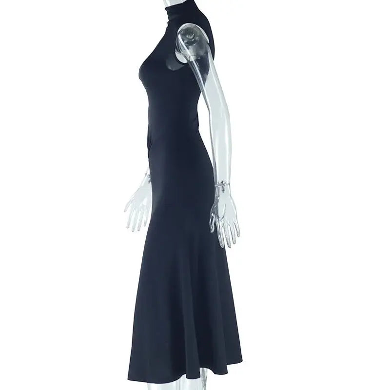 Latest Desgin Dress Women Sexy Elegant Party Club Dress Solid Color Sleeveless Backless Tight Split Dress Boutique Mélange Parfait
