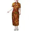 Mandarin Collar Short Sleeve Toddler Kids Dress Custom Hibiscus Flower Polynesian Tribal Printed Girls Dress Children Clothing Boutique Mélange Parfait