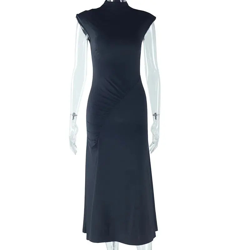Latest Desgin Dress Women Sexy Elegant Party Club Dress Solid Color Sleeveless Backless Tight Split Dress Boutique Mélange Parfait
