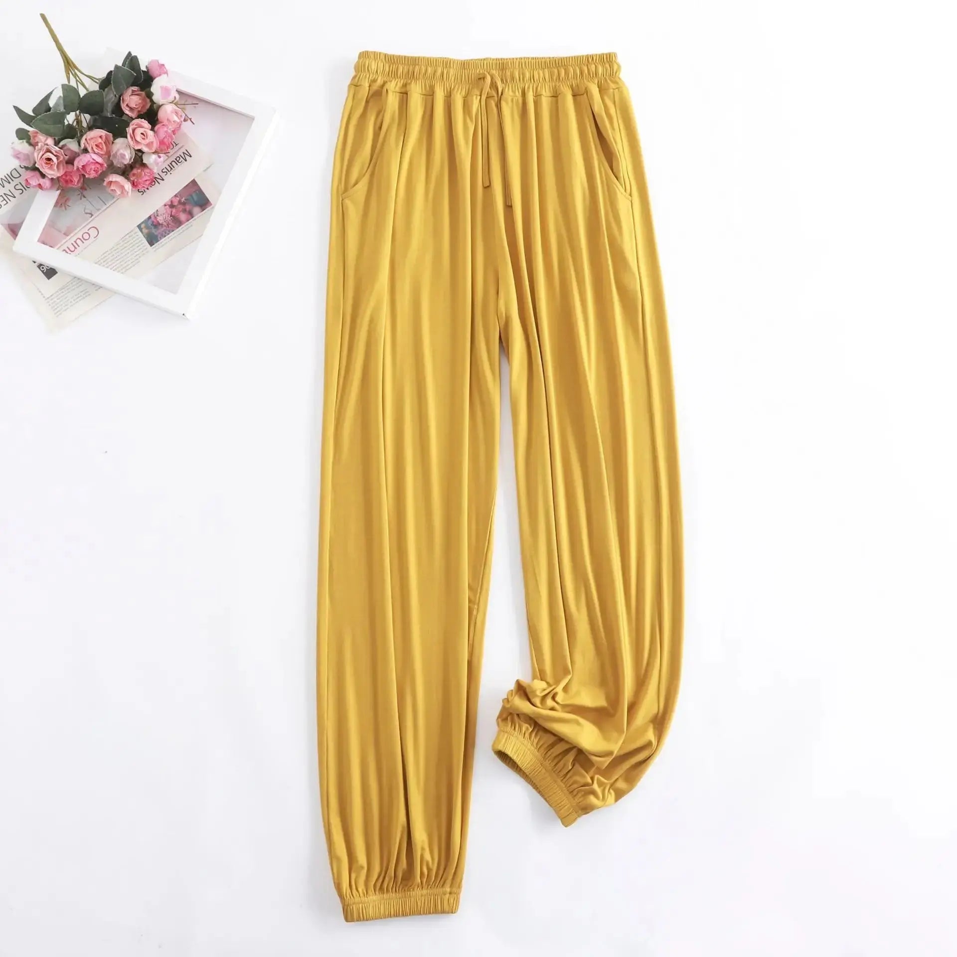 Pantalon Pour Femme nouveau printemps automne doux Modal femmes pyjamas Pantalon vêtements de maison bas de sommeil Pantalon à jambes larges 13 couleurs Boutique Mélange Parfait