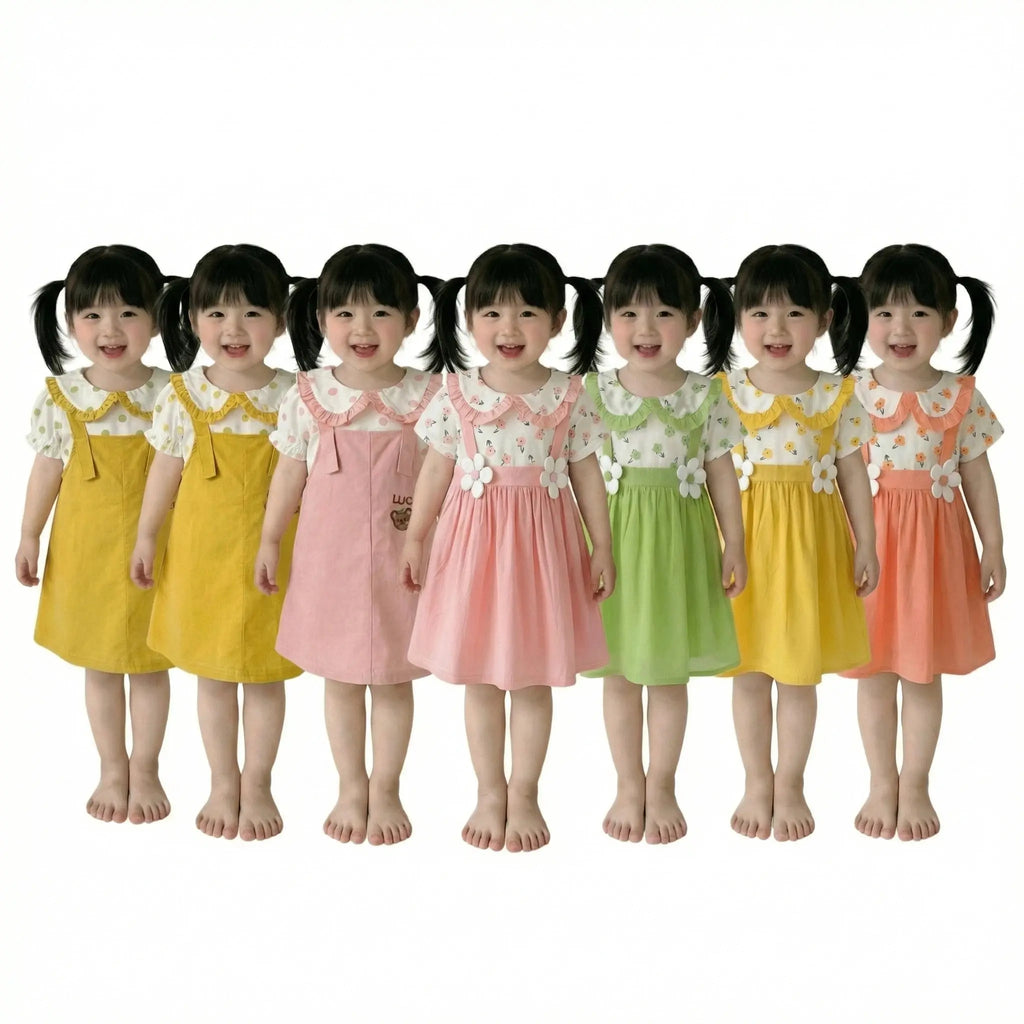 Summer Cute Children Clothing Baby Toddler Cartoon Dresses Girls New Hundred With Half-Sleeved Dress Sub False Two Pieces 835 Boutique Mélange Parfait