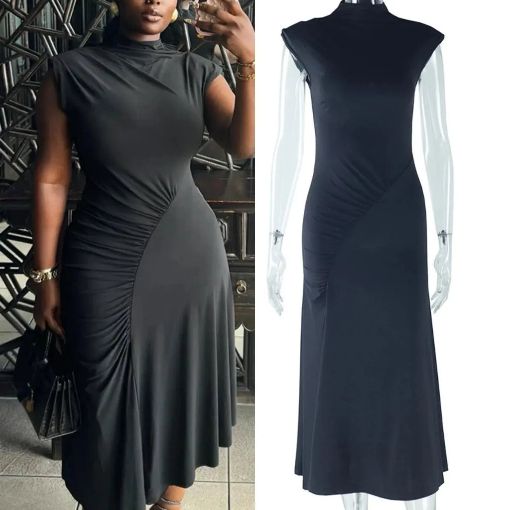 Latest Desgin Dress Women Sexy Elegant Party Club Dress Solid Color Sleeveless Backless Tight Split Dress Boutique Mélange Parfait