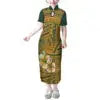 Mandarin Collar Short Sleeve Toddler Kids Dress Custom Hibiscus Flower Polynesian Tribal Printed Girls Dress Children Clothing Boutique Mélange Parfait