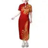 Mandarin Collar Short Sleeve Toddler Kids Dress Custom Hibiscus Flower Polynesian Tribal Printed Girls Dress Children Clothing Boutique Mélange Parfait