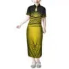Mandarin Collar Short Sleeve Toddler Kids Dress Custom Hibiscus Flower Polynesian Tribal Printed Girls Dress Children Clothing Boutique Mélange Parfait