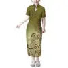 Mandarin Collar Short Sleeve Toddler Kids Dress Custom Hibiscus Flower Polynesian Tribal Printed Girls Dress Children Clothing Boutique Mélange Parfait