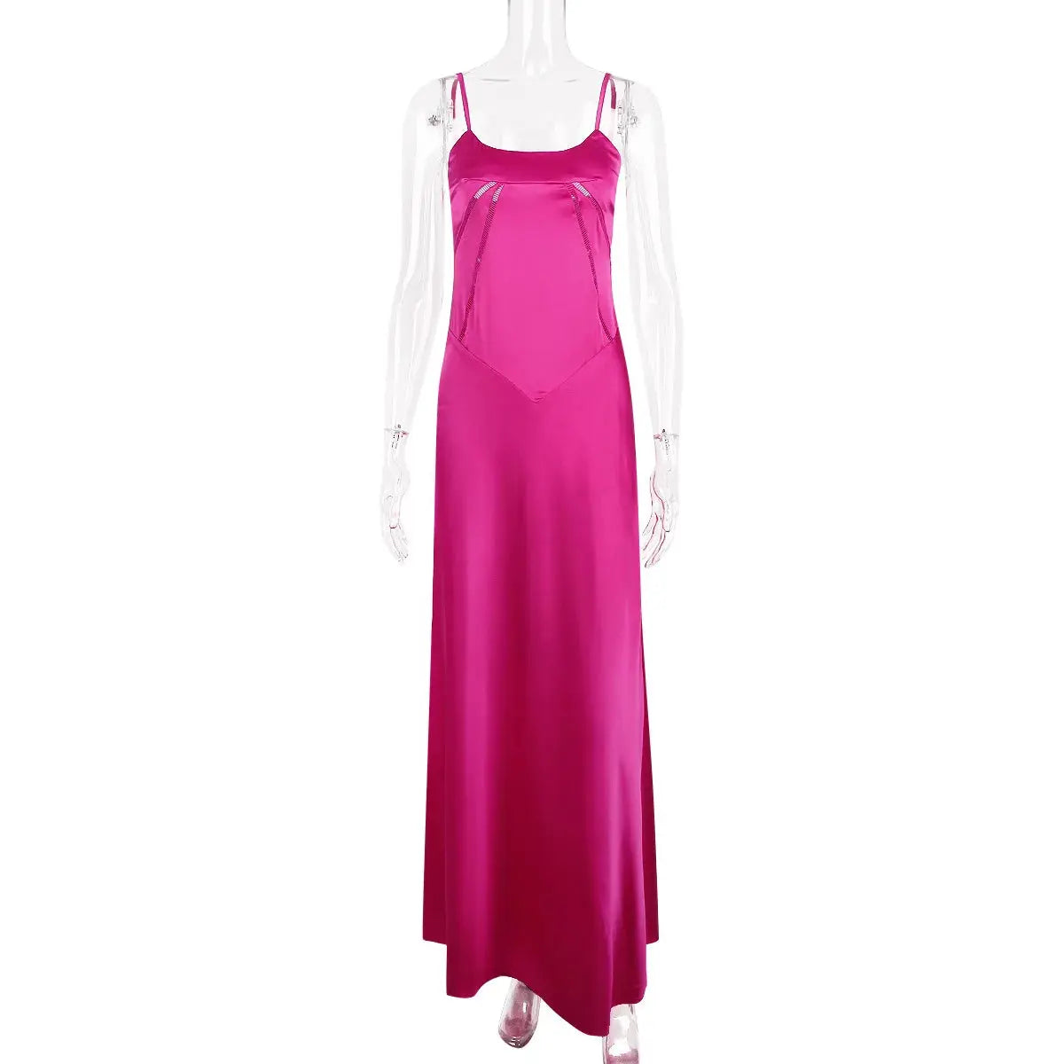 Satin Slip Sleeveless Backless Maxi Dress Women 2024 Summer Bodycon Elegant Sexy Outfits Lady Birthday Party Club Sundress 2772 Boutique Mélange Parfait