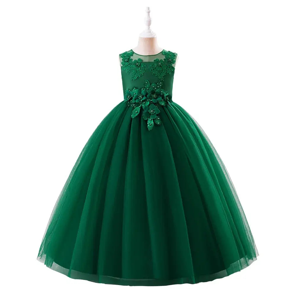 YOKIDS New Children Clothing Baby Girl Puffy Gauze Dresses Birthday Elegant Princess Prom Dress for Kids Sequin Ball Gown LP-386 Boutique Mélange Parfait