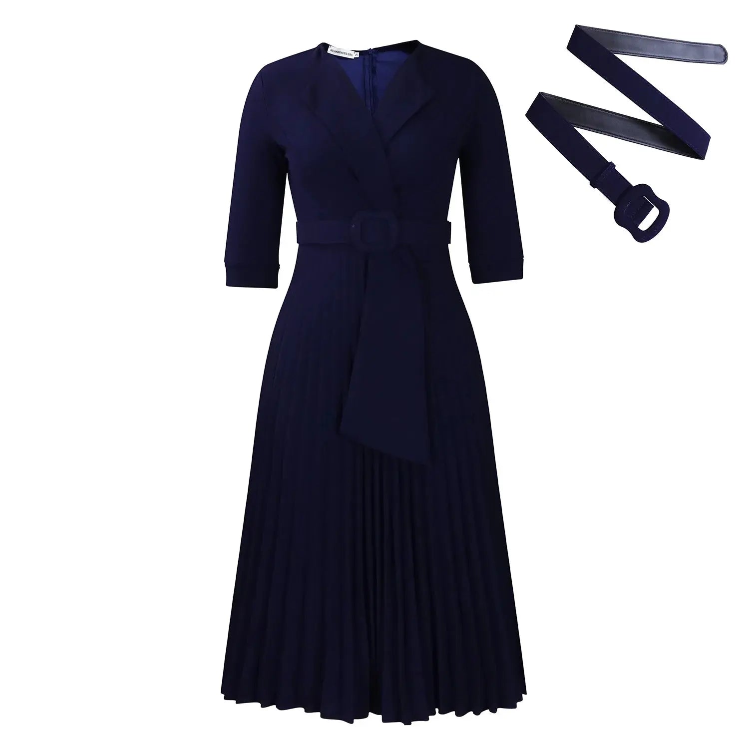 Women's Clothing Ladies Elegant Temperament Casual Dresses Fashion Suit Collar Pleated Waist Casual Office Plus Size Dress Boutique Mélange Parfait