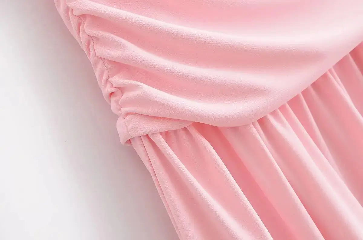 KAR&OT ZA 2025 Spring Women's New Arrivals Pleated Decorated Tube Top Sleeveless Long Slim Midi Dress 2421262 Boutique Mélange Parfait